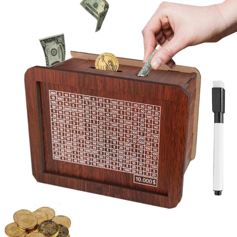 Amazon.com: 10000 Savings Challenge Box,Cash Vault Wooden Savings